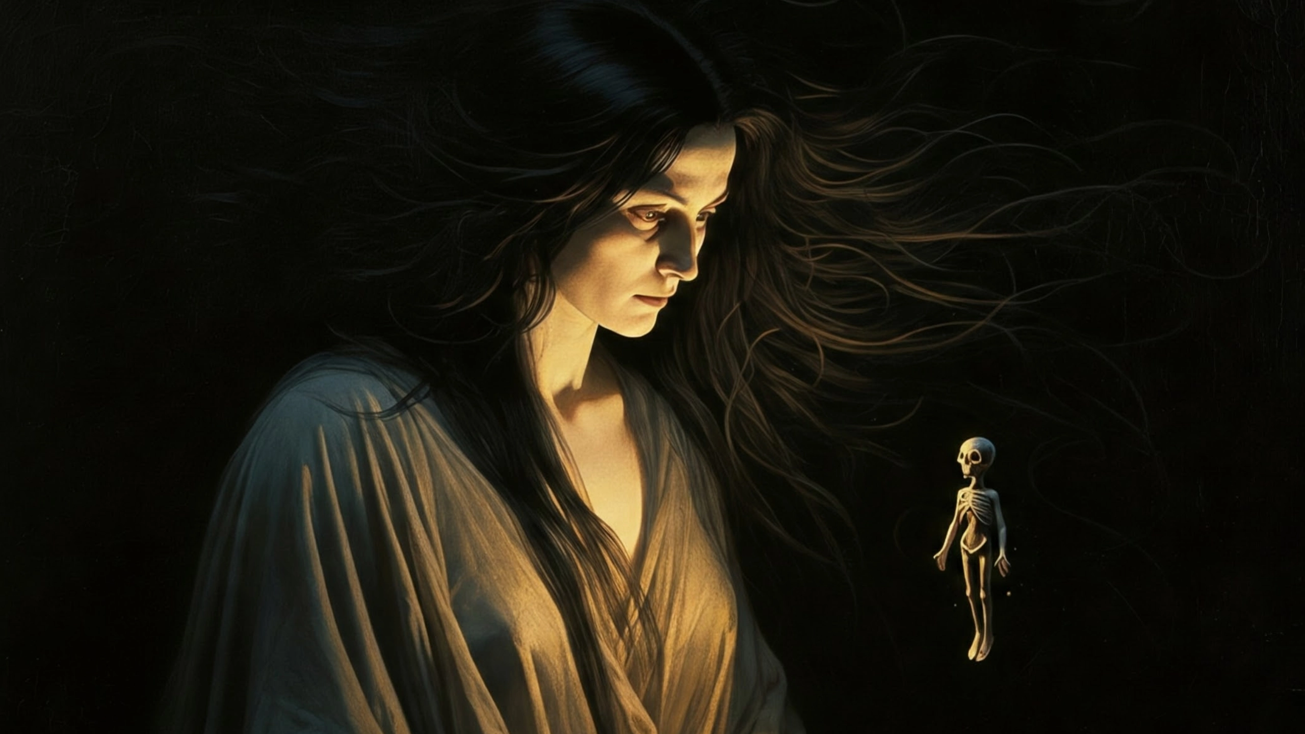 Woman summoning demons.